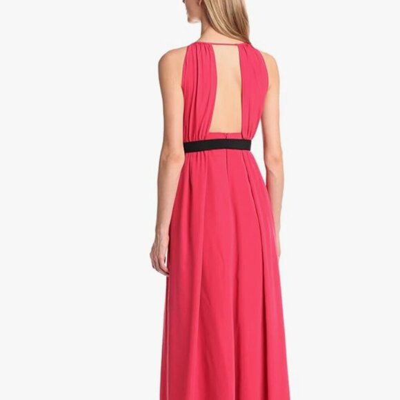 Jill Stuart Dress Maxi Crepe Evening Gown Long Sleeveless Belted Red New 10 - Picture 3 of 11